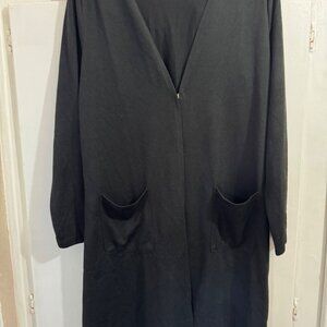 New! Nina Leonard Black Duster Sweater Long Cardigan, Size Large